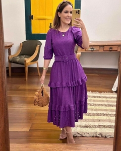 Vestido Simone malha lese três marias com babados e cinto 1120557 - comprar online