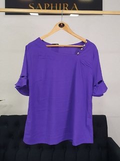 Blusa viscose com poliamida gola assimétrica e aviamentos X-T 1140351