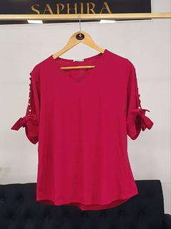 Blusa viscose com poliamida manga 3/4 com pérolas X-T 1140350