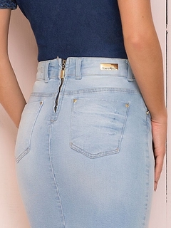 Saia reta jeans 55 cm LAR 89801 - Saphira Moda Evangélica