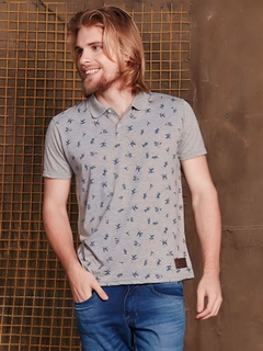 Camisa masculina pólo estampa folhas Domínio Urbano 54550