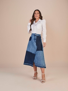 Saia Evasê Jeans 80cm TTN 5766