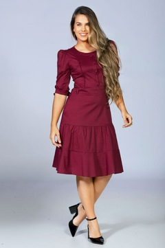 Vestido manga 3/4 duas marias vinho RWA 2544 - comprar online