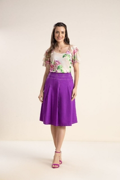 Blusa plano estampa floral com babados LAR 810459 - comprar online