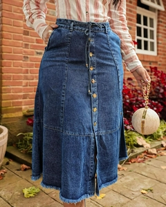 Imagem do Saia jeans Evasê midi botões frontais 75cm VCH 2404