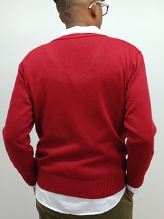 BLUSA MASCULINA UNIFORME GOLA V - VERMELHO - 2450 na internet