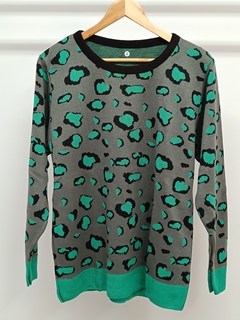 BLUSA DE ONCINHA PLUS SIZE - CINZA/VERDE MENTA - loja online