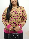 BLUSA DE ONCINHA PLUS SIZE - MARROM/PINK