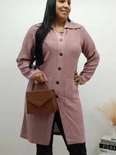 CASACO SOBRETUDO PLUS SIZE - ROSA FOSCO