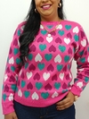 BLUSA ESTAMPA DE CORAÇÕES PLUS SIZE - PINK