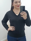 BLUSA BÁSICA DECOTE V FEMININA - PRETO