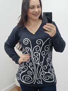 BLUSA RAMOS DE MOUSSE - AZUL MARINHO