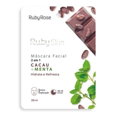 Máscara Facial de Tecido Cacau e Menta Skin 2 em 1 - Ruby Rose