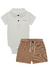 Conjunto Body Gola Polo e Bermuda em Molecotton