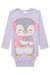 Body Manga Longa em Cotton com Estampa de Pinguim e Aplique de Strass