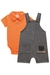 Conjunto Body Gola Polo e Jardineira em Cotton Jeans Little Bear