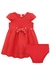 Vestido Evasê em Jacquard Corações com Laço e Pérolas Acompanha Calcinha - Lulis Kids Store