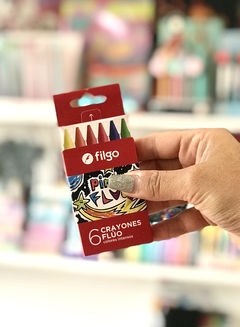 CRAYONES DE CERA FILGO PINTO FLÚO X 6 CORTOS