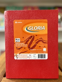 Cuaderno Gloria N1 tapa dura, 42 Hojas Rayadas, Rojo Araña.