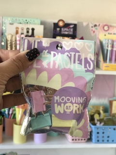 Binder Clips Mooving Pastel x 6 unidades.