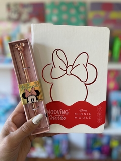 Dúo Birome de Metal Minnie + Cuaderno Minnie Mouse Cosido, Hojas Rayadas - Mooving -