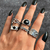 Imagen de Punk Gothic Heart Ring Set for Women Black Dice Vi