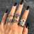 Punk Gothic Heart Ring Set for Women Black Dice Vi