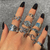 Punk Gothic Heart Ring Set for Women Black Dice Vi - testmx