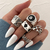 Punk Gothic Heart Ring Set for Women Black Dice Vi - testmx