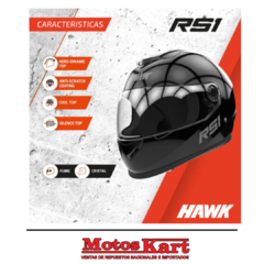 CASCO HAWK RS1 NEGRO BRILLANTE - MotosKart