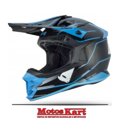 CASCO UFO INTREPID BLACK AND LIGHT BLUE HELMET - comprar online