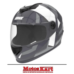 CASCO HAWK RS1 FULL GREY BLANCO BRILLANTES - comprar online