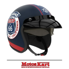 CASCO HAWK 721 RUTA 66 AZUL MATE - MotosKart