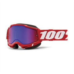 ANTIPARRA 100% ACCURI 2 SNOWMOBILE-SKI/SNOWBOARD - RED - MIRROR RED/BLUE LENS