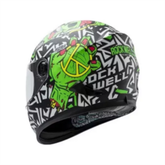 CASCO INTEGRAL ROCKWELL 929 ZOMBIE BLANCO VERDE FLUO - comprar online