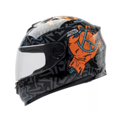 CASCO INTEGRAL ROCKWELL 929 ZOMBIE GRIS NARANJA FLUO