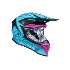 CASCO JUST 1 J39 THRUSTER NEGRO / AZUL PETROL / FUXIA MATE