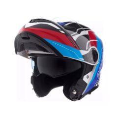 CASCO MAC ROCK FLOYD MATE WHITE BLUE - MotosKart