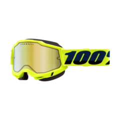 ANTIPARRA 100% ACCURI 2 SNOWMOBILE-SKI/SNOWBOARD - FLUO YELLOW - MIRROR GOLD LENS