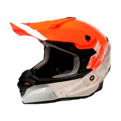 CASCO CROSS AVX FS 607 NARANJA BLANCO BRILLANTE