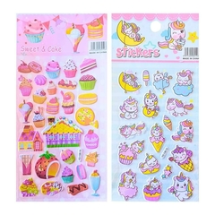 STICKER UNICORNIO/DULCES C/RELIEVE [25597]