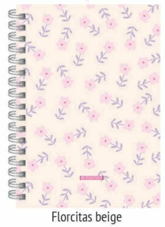 CUADERNO UNIVERSITARIO A4 TAPA DURA X 100 HOJAS RAYADO FLORCITAS BEIGE [BP9037]