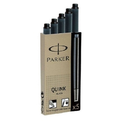 Cartucho C/5 Carga Tinteiro Parker Quink Negra