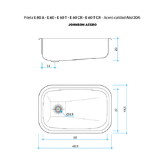 PILETA COCINA 304 E 60 A (68.3X44.5X20) JOHNSON en internet