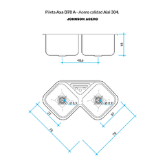 PILETA ESQUINERA AXA D78A (78X78X18) JOHNSON en internet