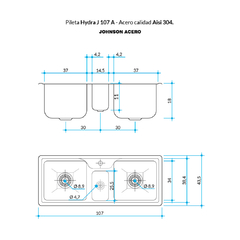 PILETA TRIPLE HYDRA J 107A (107X43.5X18) JOHNSON - TUCAT, Electricidad - Iluminación