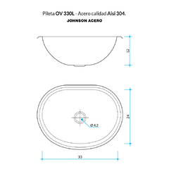 PILETA VANITORY LISA OV 330L (33X24X12) JOHNSON - comprar online