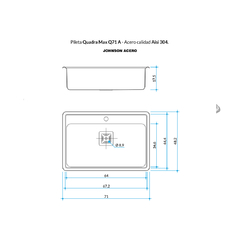 Imagen de PILETA COCINA 304 QUADRA MAX Q71 AD CON ORIFICIO DOSIFICADOR (71X48.2X20) JOHNSON