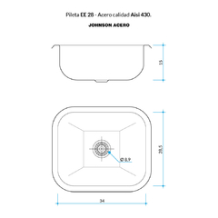 PILETA COCINA 430 EE 28 (34X28X15) JOHNSON en internet