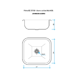 PILETA COCINA 430 EE 37/18 (37X34X18) JOHNSON en internet